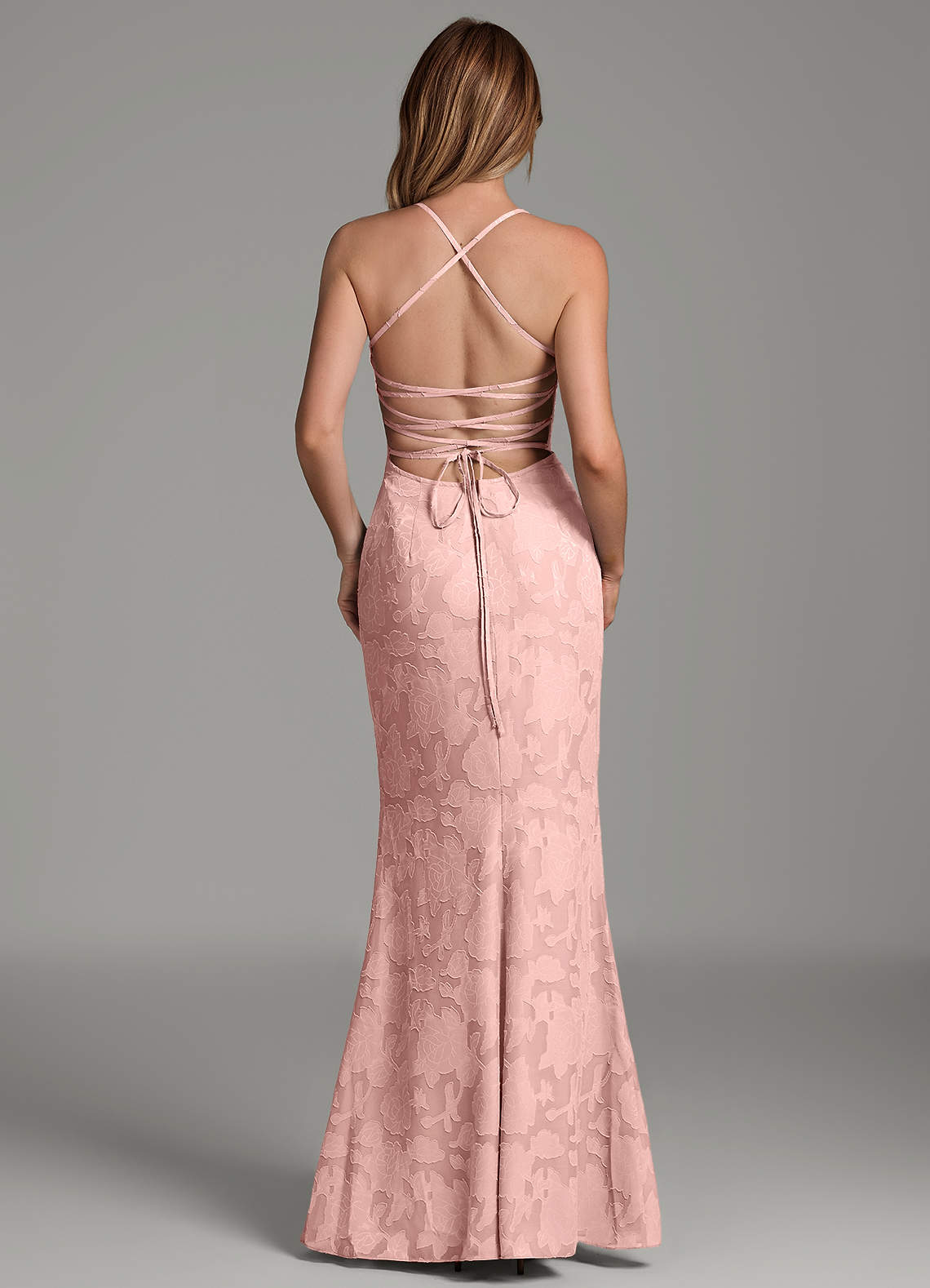 Dara Mermaid Sweetheart Floral Burnout Bridesmaid Dress in Powder Pink