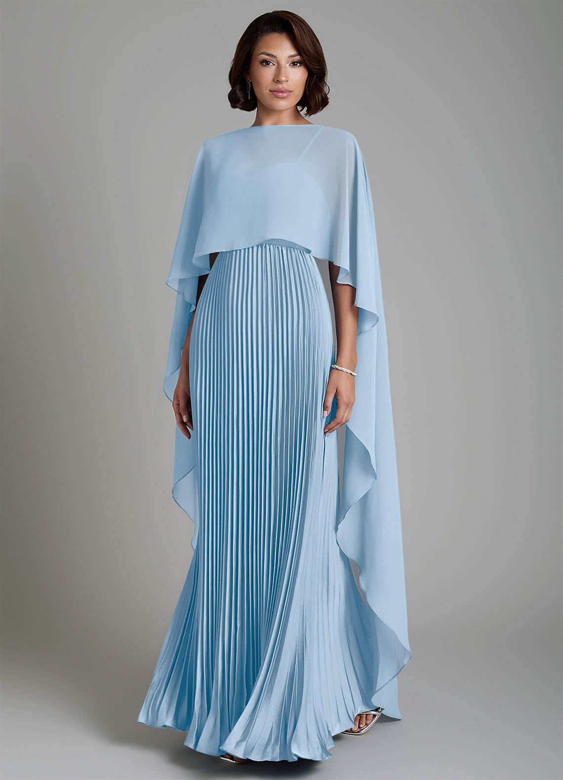 Micah A-Line Sweetheart Stretch Satin and Chiffon Bridesmaid Dress in Powder Blue