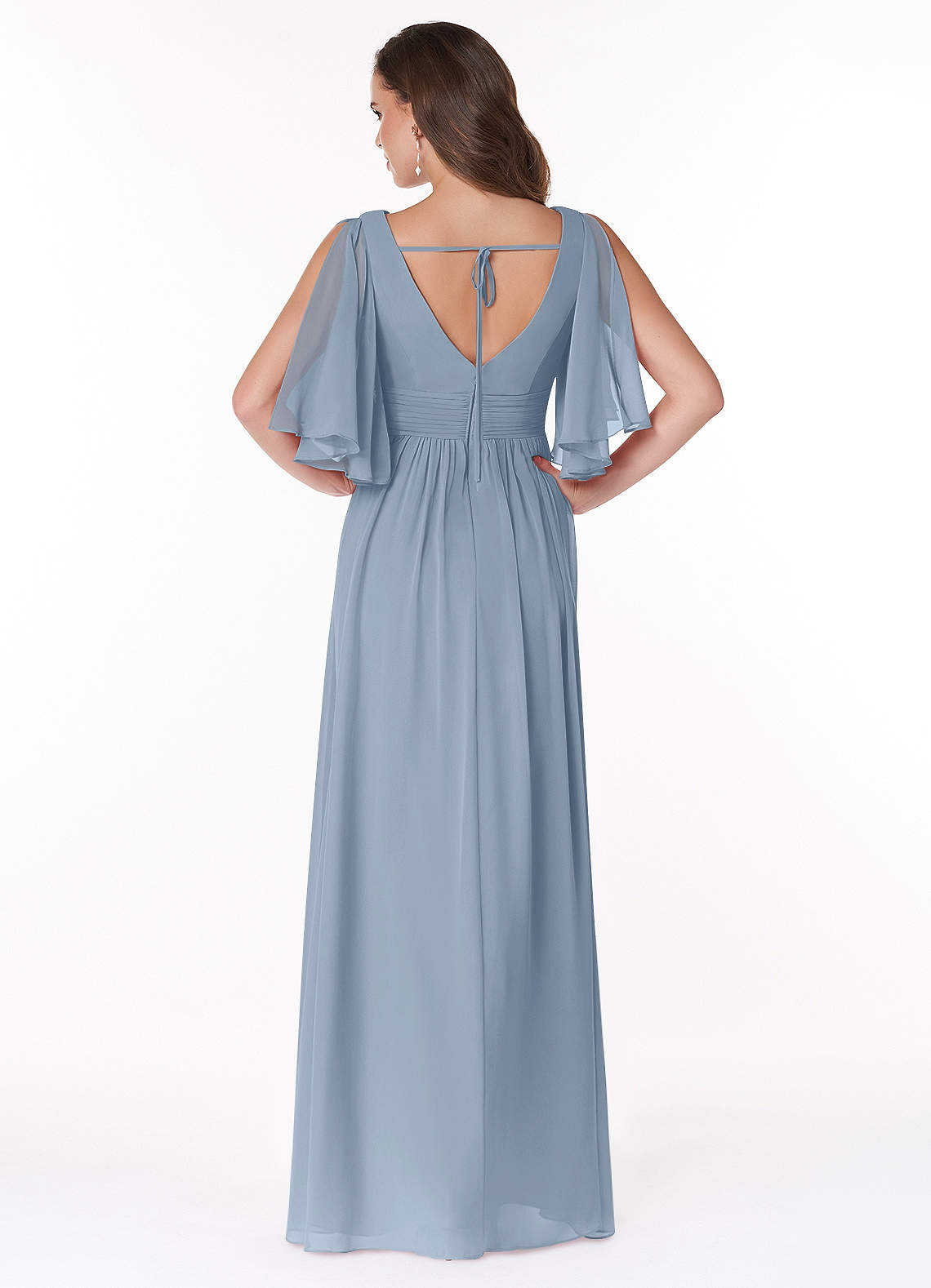 Temeka A-Line V-Neck Chiffon Bridesmaid Dress in dusty blue