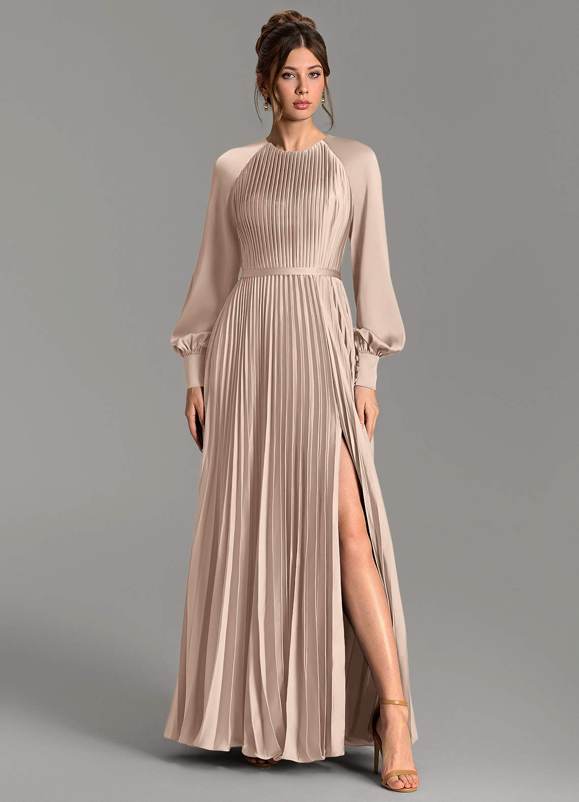 Grayson A-Line Scoop-Neck Stretch Satin Bridesmaid Dress in English Rose