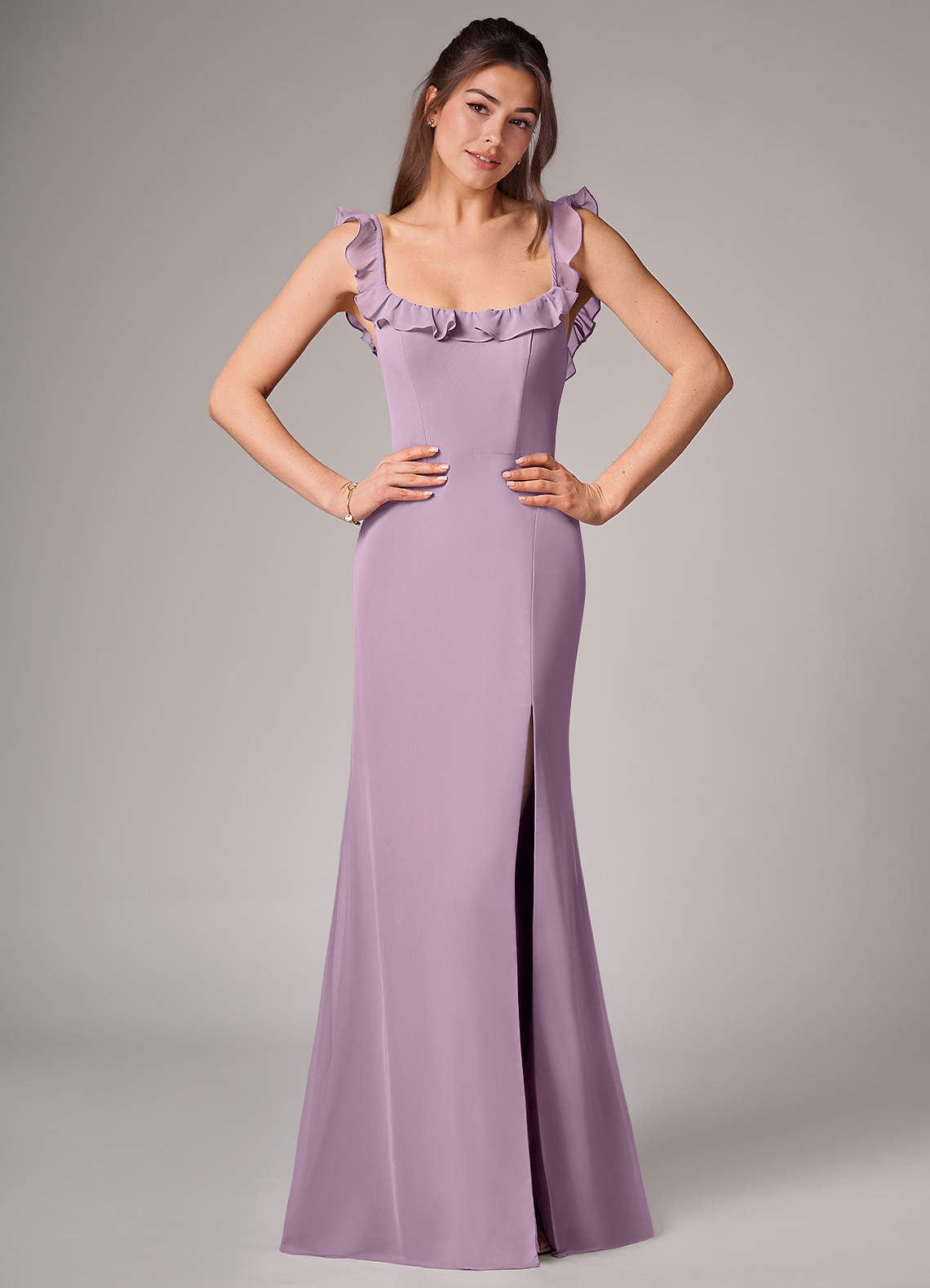 Callie Mermaid Scoop-Neck Chiffon Bridesmaid Dress in Wisteria