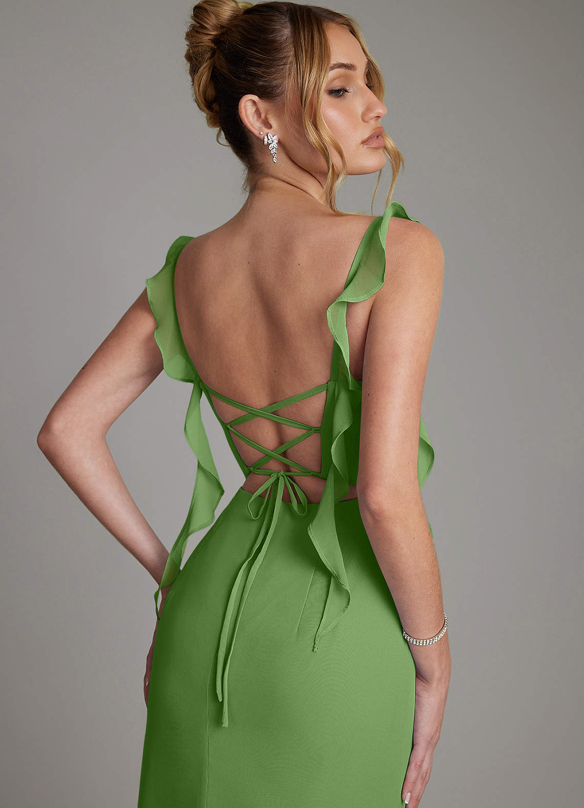 Jessamine Mermaid Sweetheart Chiffon Bridesmaid Dress in Basil
