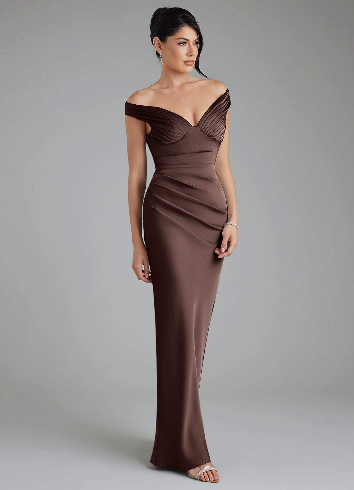 Stella Sheath V-Neck Stretch Satin Bridesmaid Dress