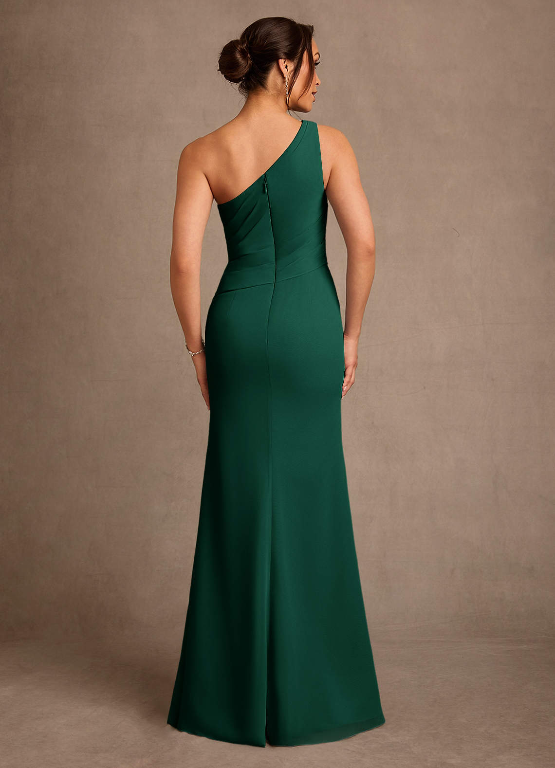 Floy Sheath One-Shoulder Chiffon Mother of the Bride Dress in Emerald