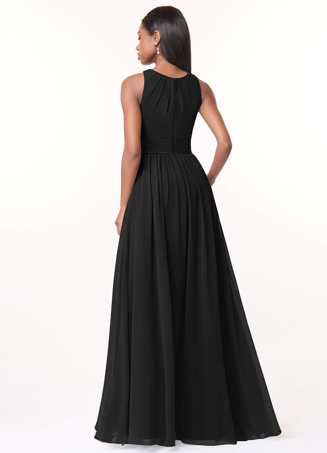 Harper A-Line Scoop-Neck Chiffon Bridesmaid Dress in black