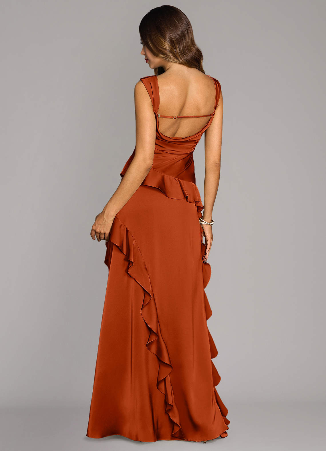 Sloane A-Line Sweetheart Stretch Satin Bridesmaid Dress in Paprika