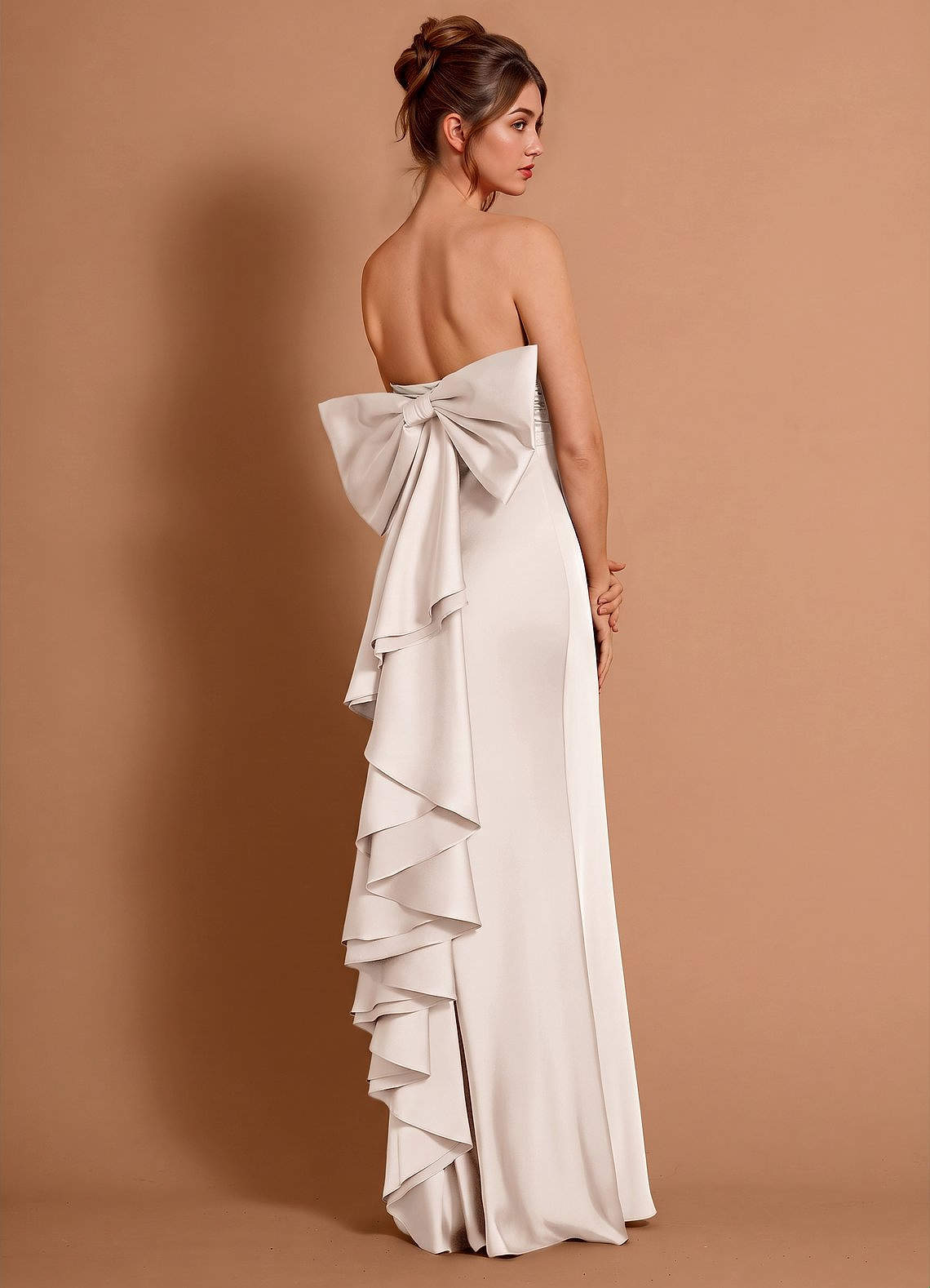 Aveline Mermaid Strapless Stretch Satin Evening Dress in Haze Pink