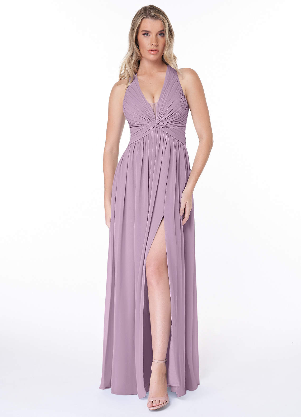 Jaclyn A-Line Halter Chiffon Bridesmaid Dress in Wisteria