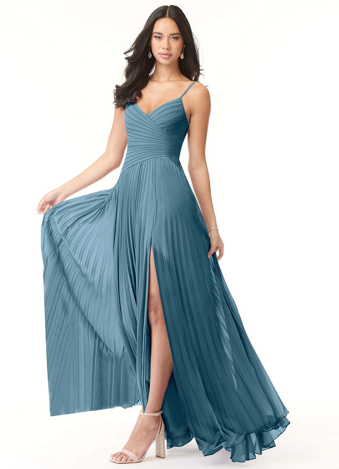 Vini A-Line V-Neck Chiffon Bridesmaid Dress in Bermuda
