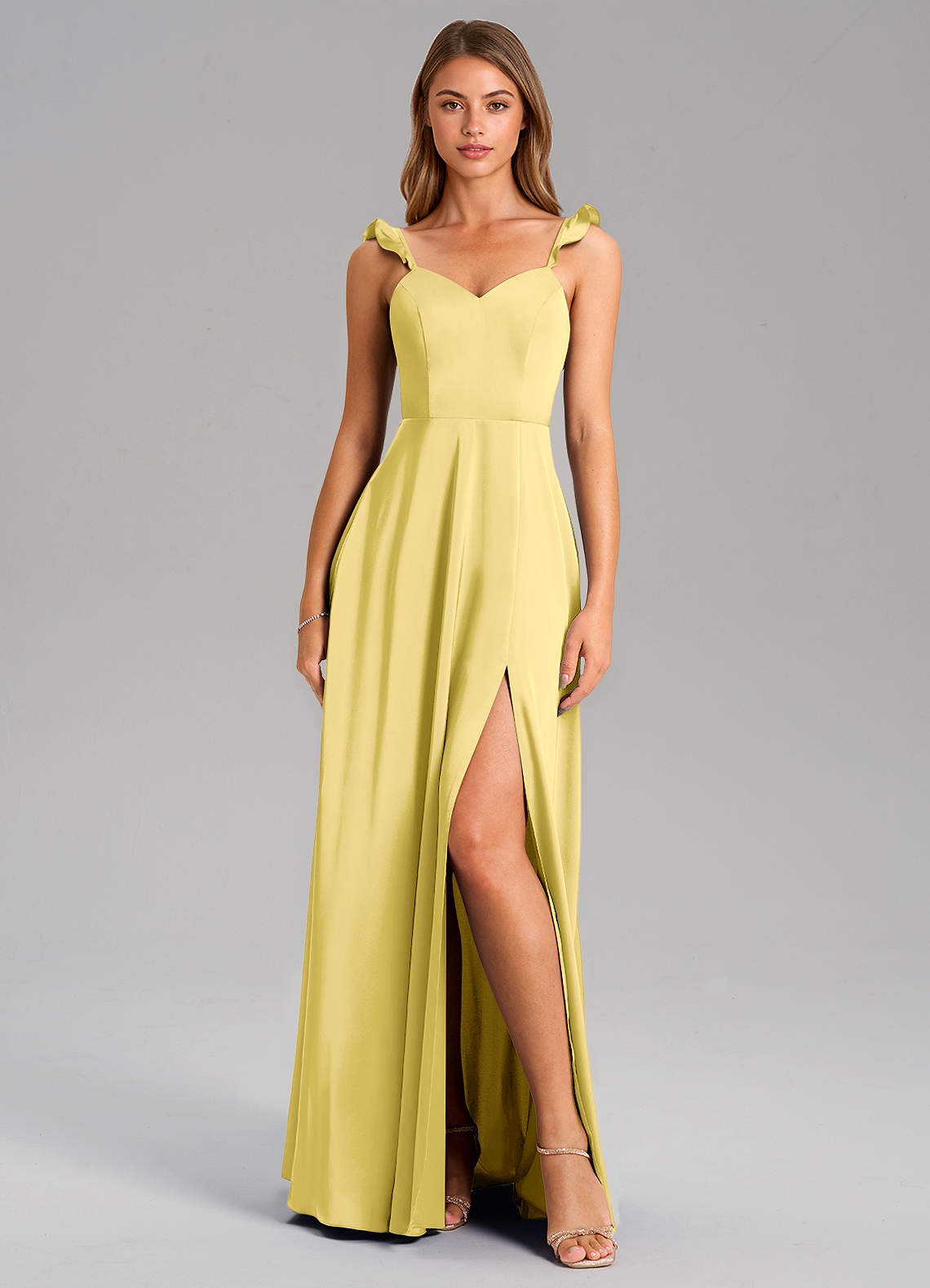 Everett A-Line V-Neck Chiffon Bridesmaid Dress in Canary