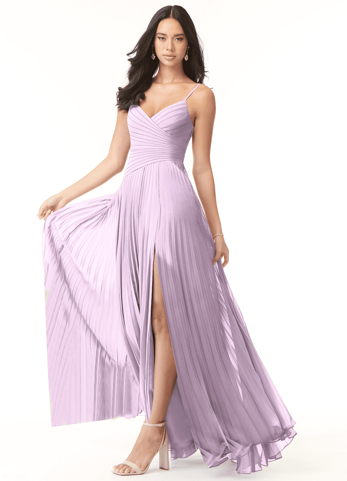 Vini A-Line V-Neck Chiffon Bridesmaid Dress in Frosted Lilac