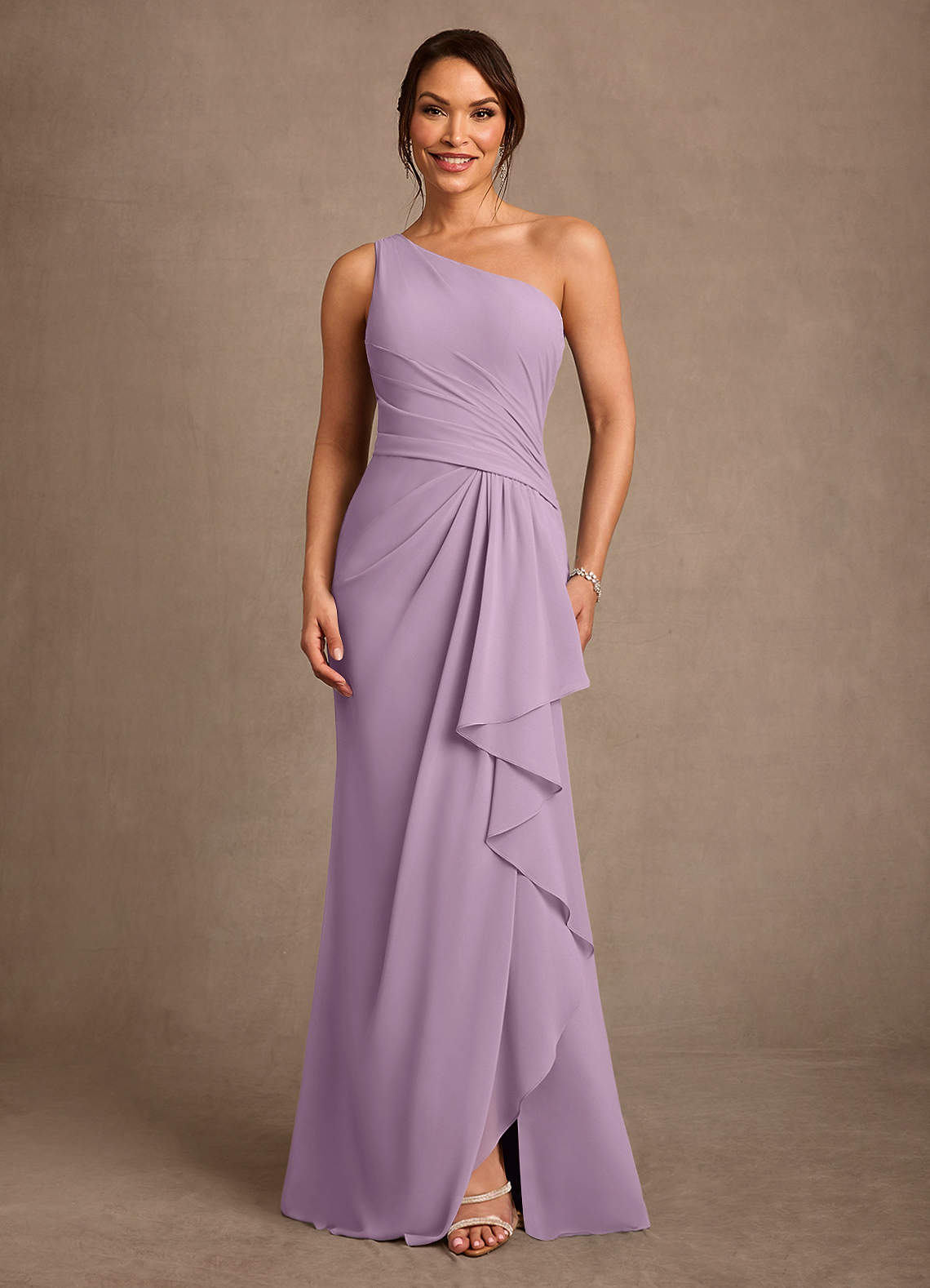Floy Sheath One-Shoulder Chiffon Mother of the Bride Dress in Wisteria
