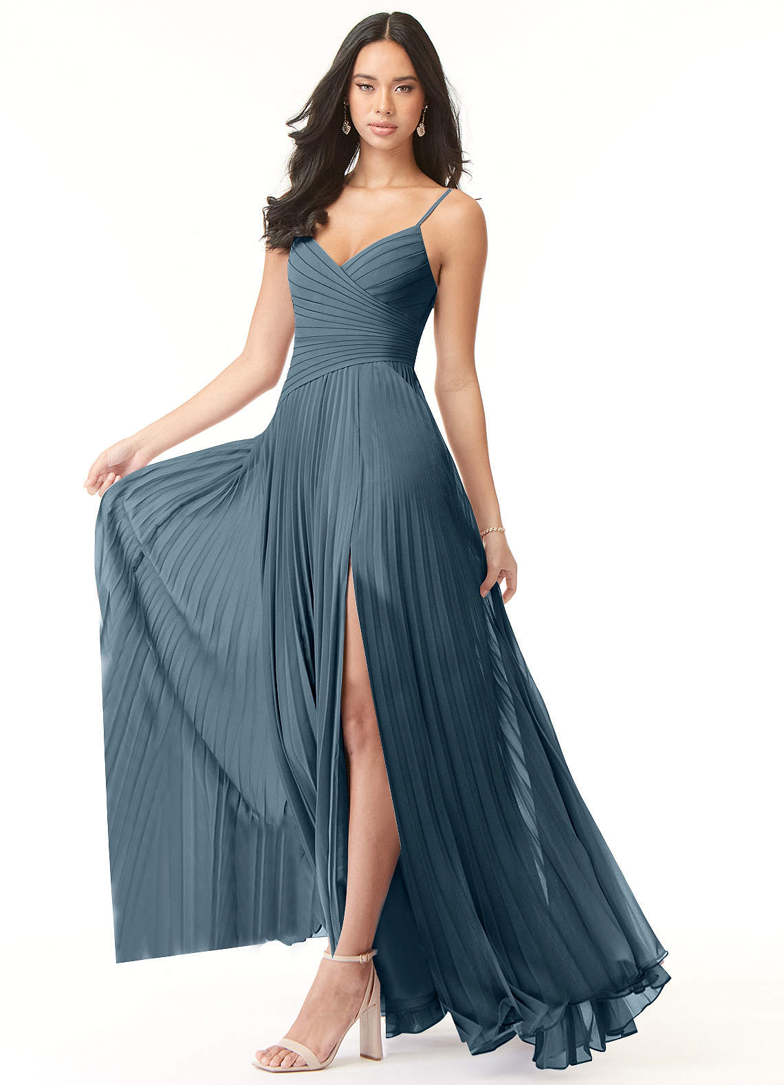Vini A-Line V-Neck Chiffon Bridesmaid Dress in Twilight