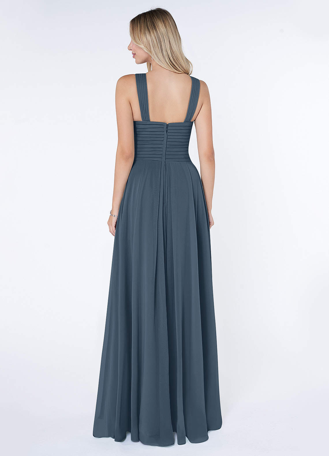 Kaleigh A-Line Halter Chiffon Bridesmaid Dress in Neptune