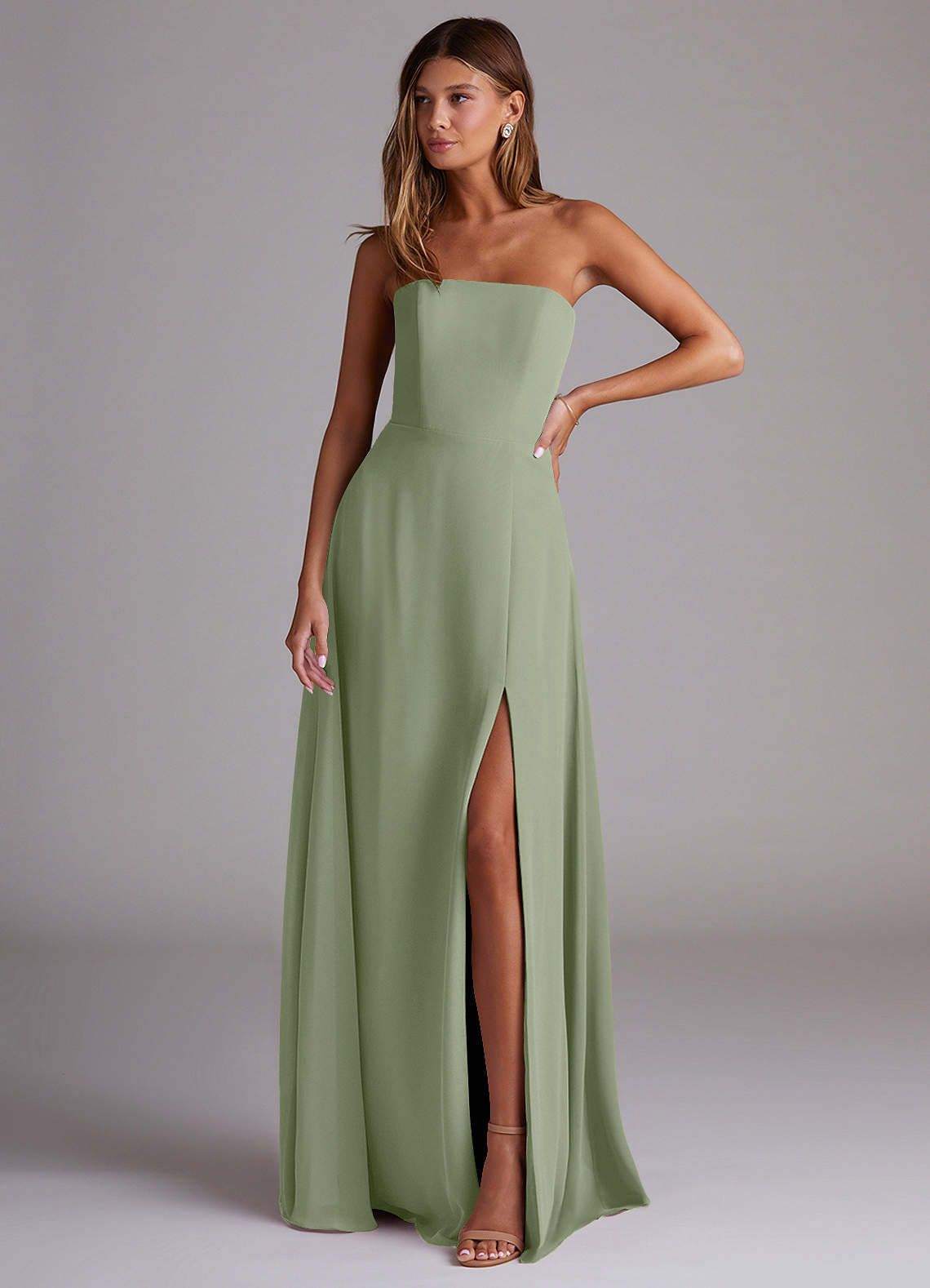 Wren A-Line Straight-Neck Chiffon Bridesmaid Dress in Pistachio