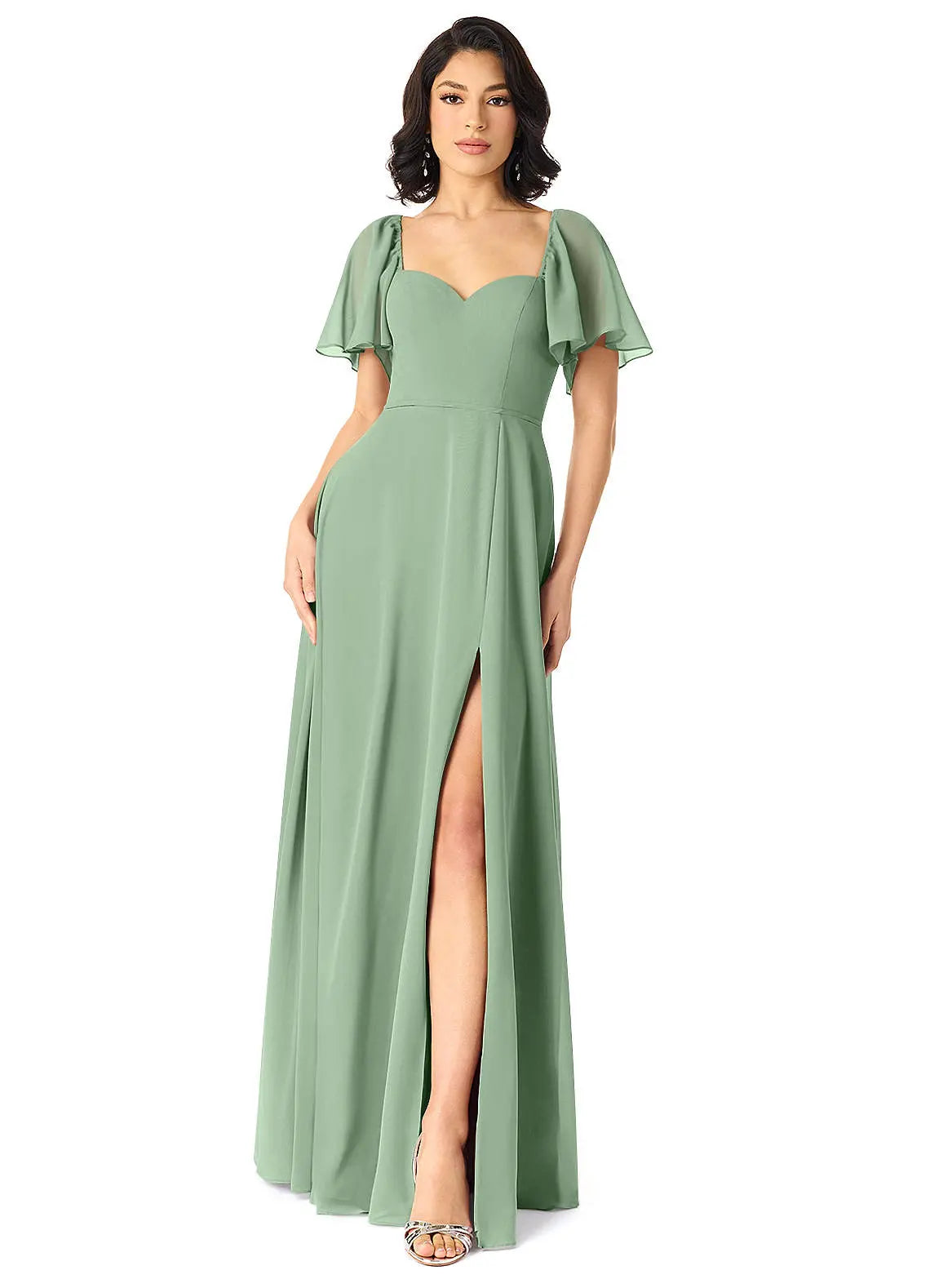 Chloe A-Line Sweetheart Chiffon Bridesmaid Dress in Matcha