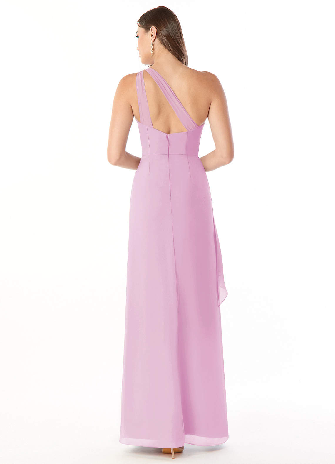 Maive Sheath One-Shoulder Chiffon Bridesmaid Dress in candy pink