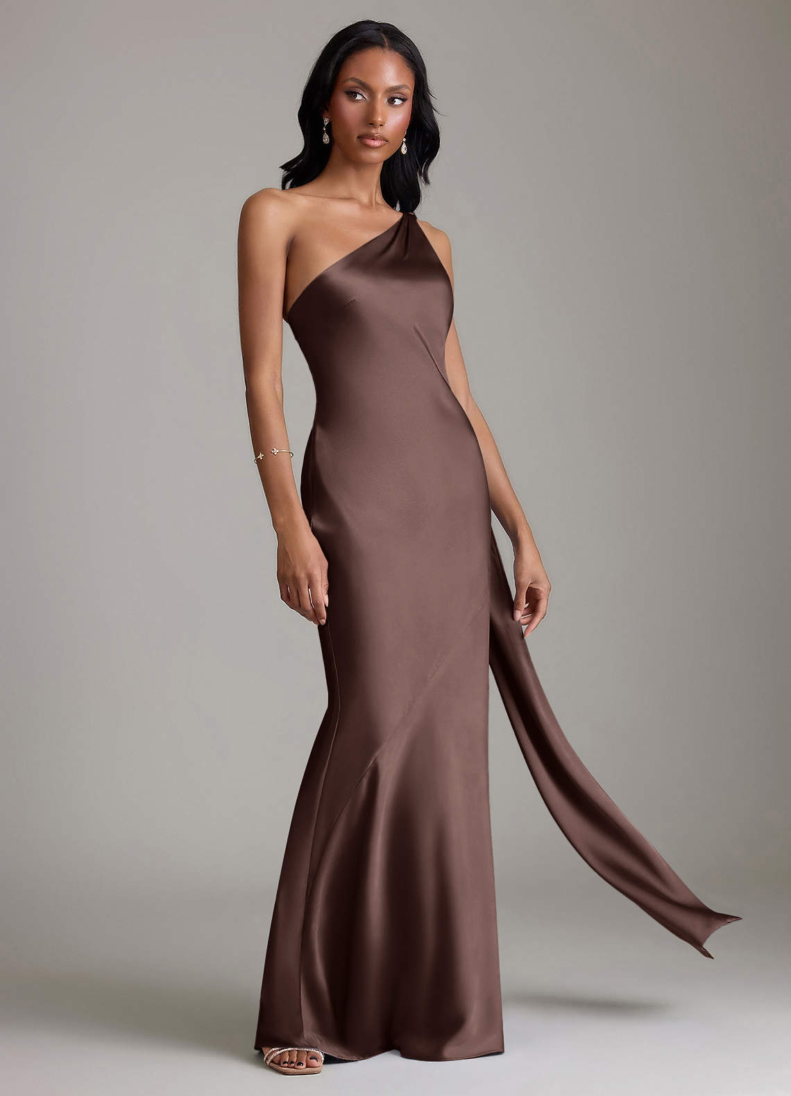 Juniper Mermaid One-Shoulder Stretch Satin Bridesmaid Dress