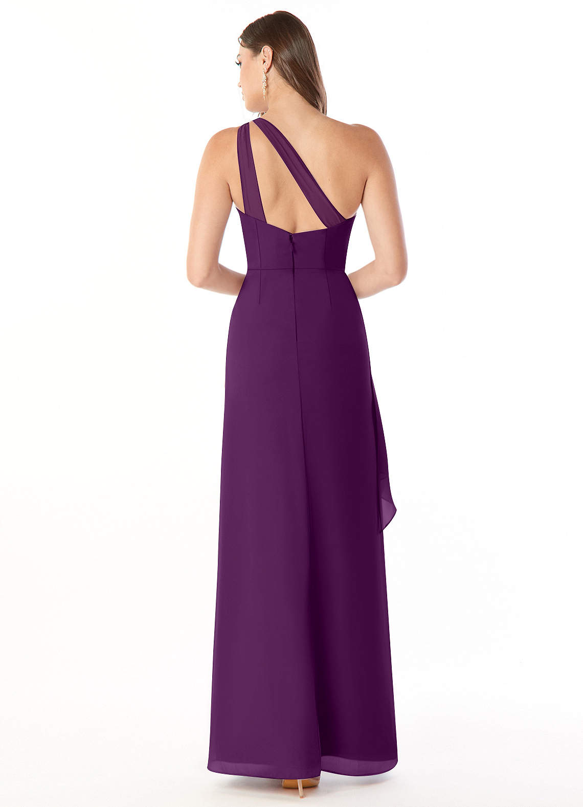 Maive Sheath One-Shoulder Chiffon Bridesmaid Dress in Grape
