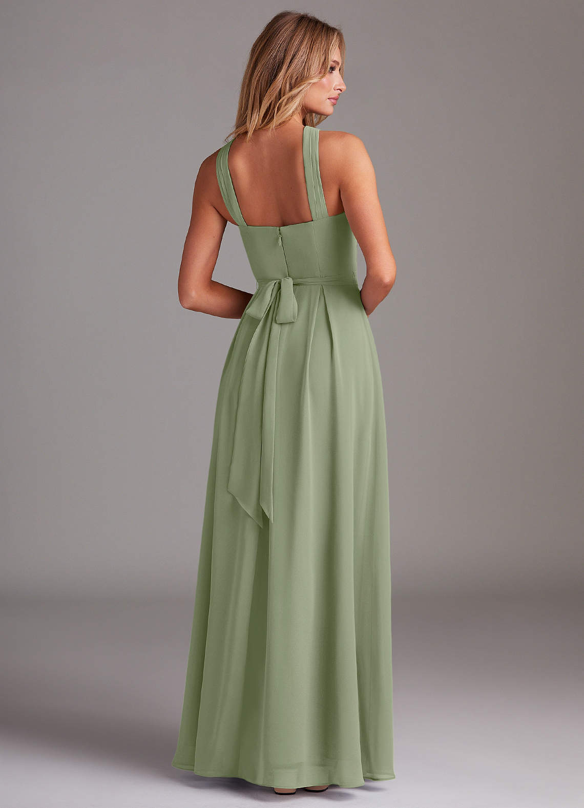Dixie A-Line Halter Chiffon Bridesmaid Dress in Pistachio