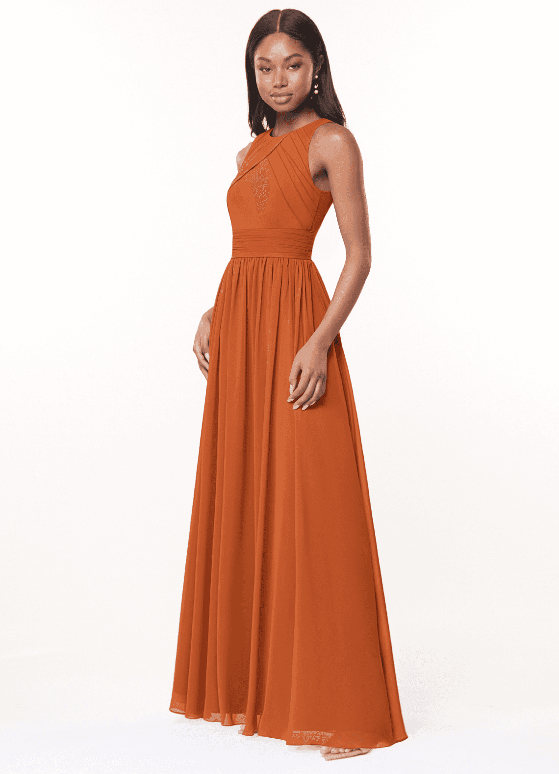 Harper A-Line Scoop-Neck Chiffon Bridesmaid Dress in Cinnamon