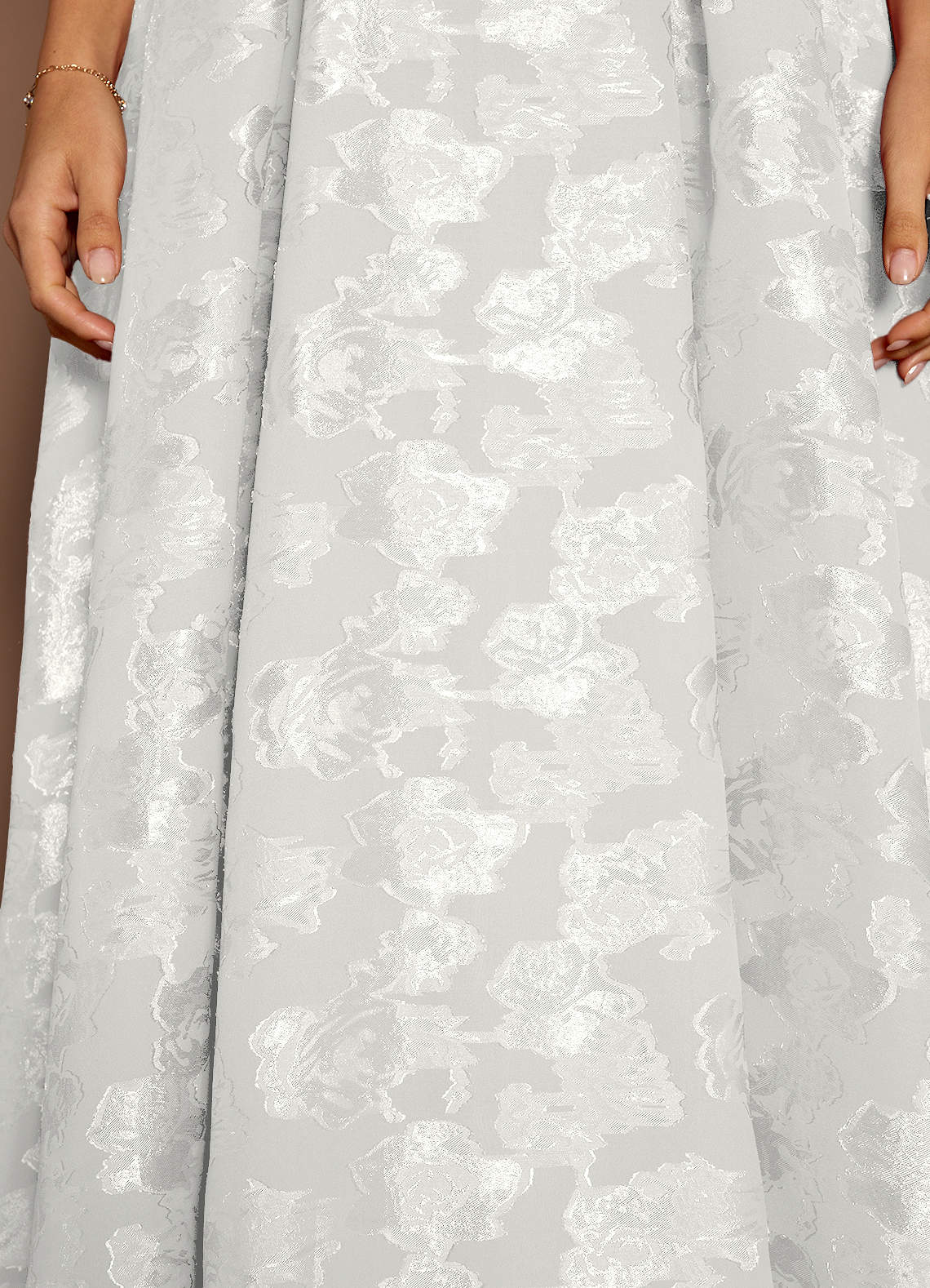 Briac A-Line Scoop-Neck Fil Coupé Evening Dress in White