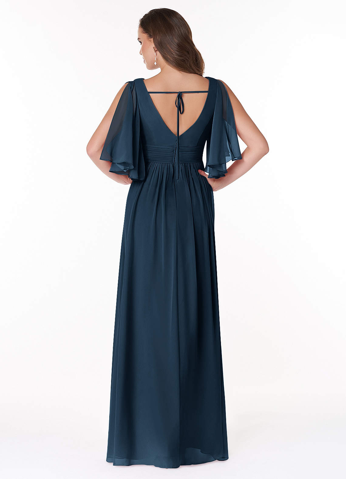 Temeka A-Line V-Neck Chiffon Bridesmaid Dress in Dark Navy