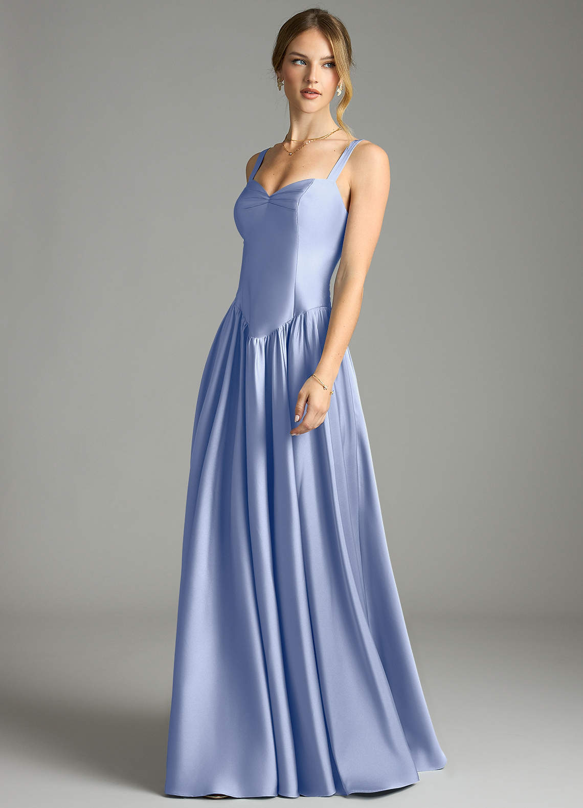 Evadina A-Line Sweetheart Stretch Satin Bridesmaid Dress in Ice