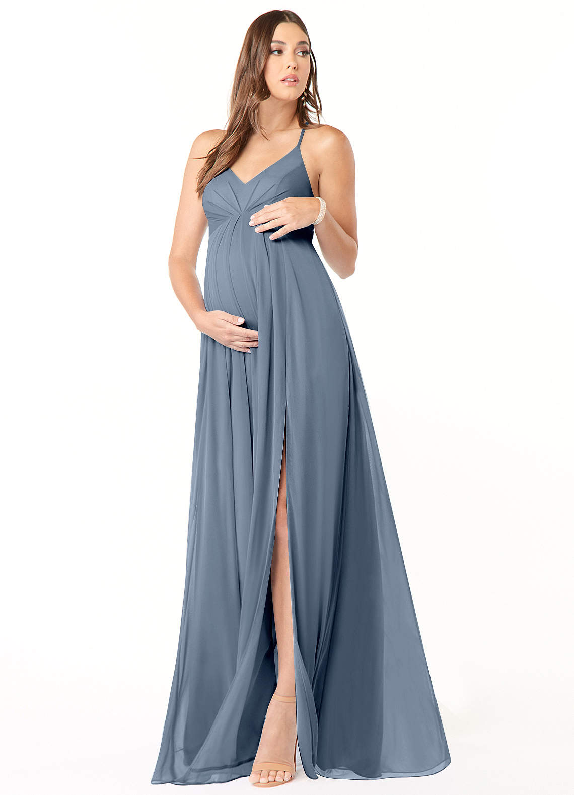 Annabelle A-Line V-Neck Mesh Bridesmaid Dress in Twilight