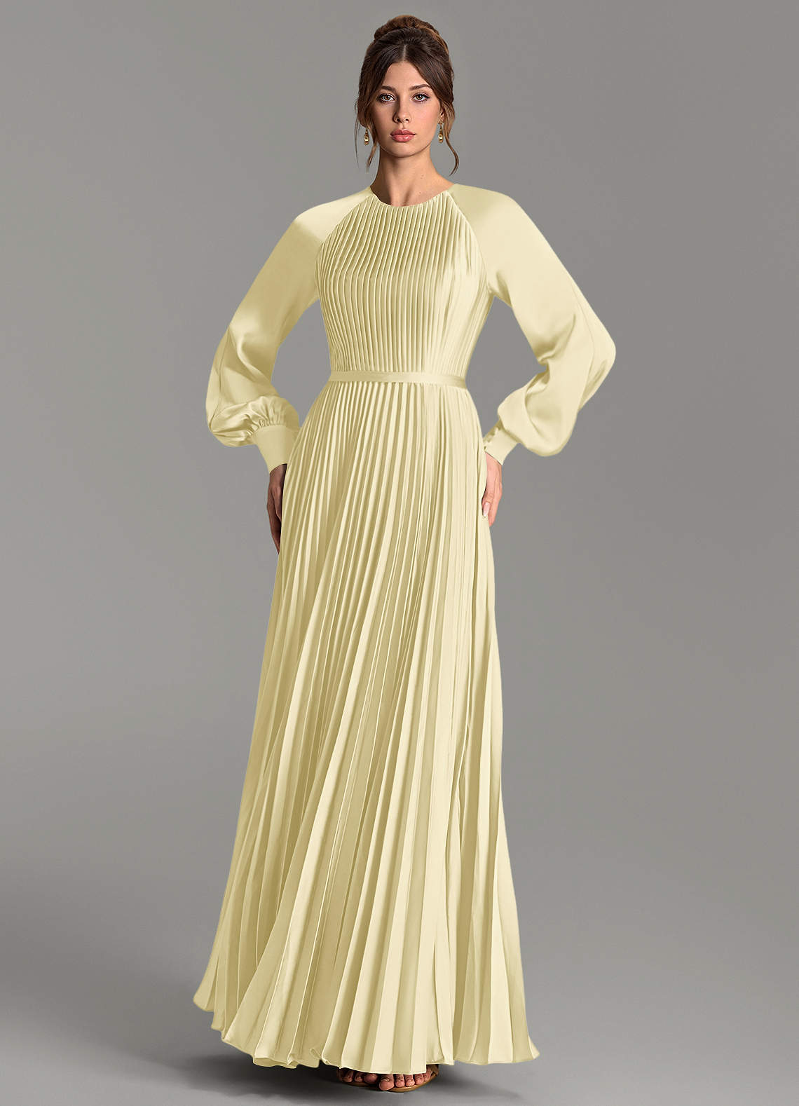Grayson A-Line Scoop-Neck Stretch Satin Bridesmaid Dress in Lemon Sorbet