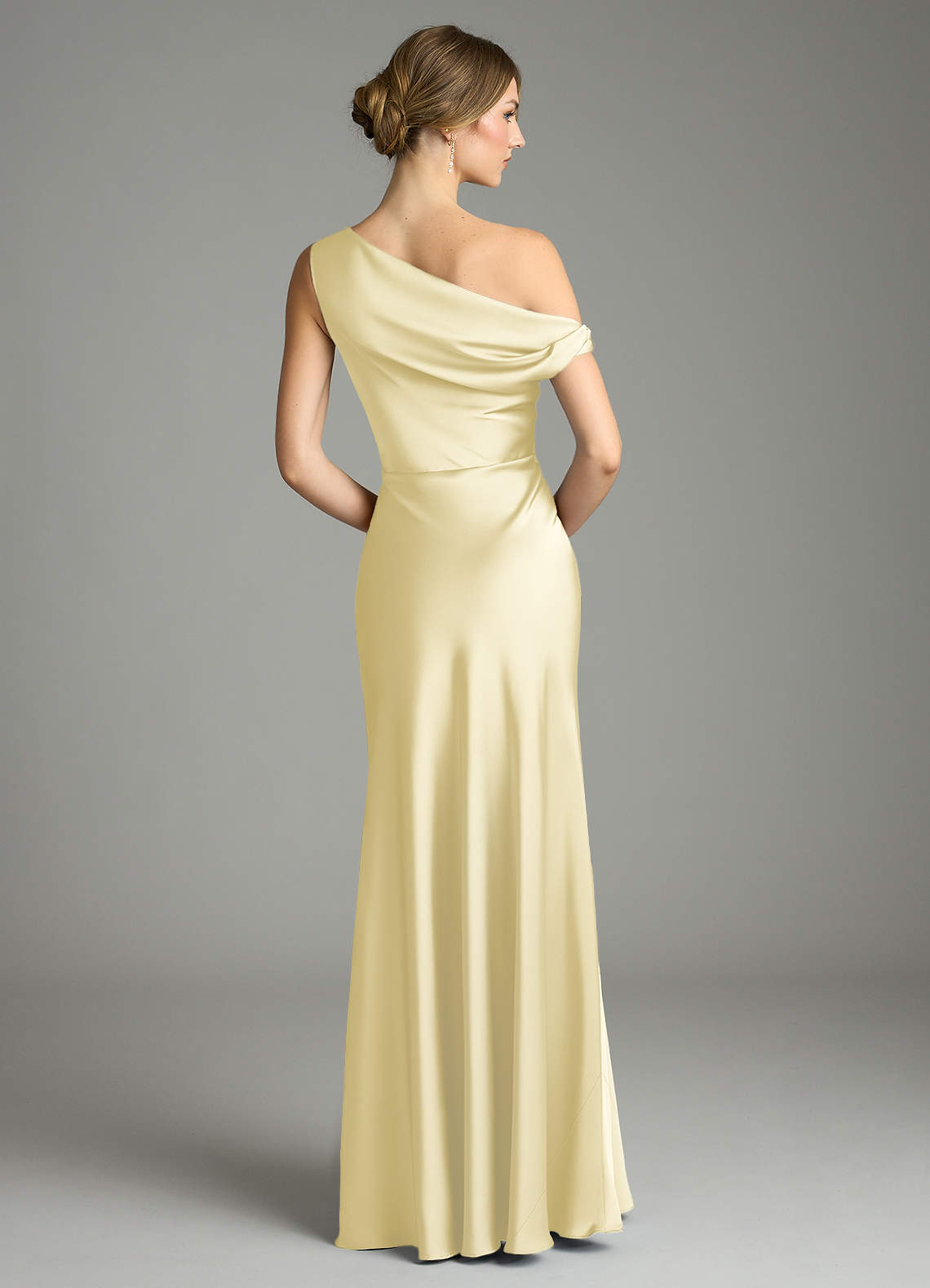Emerson Mermaid One-Shoulder Stretch Satin Bridesmaid Dress in Lemon Sorbet