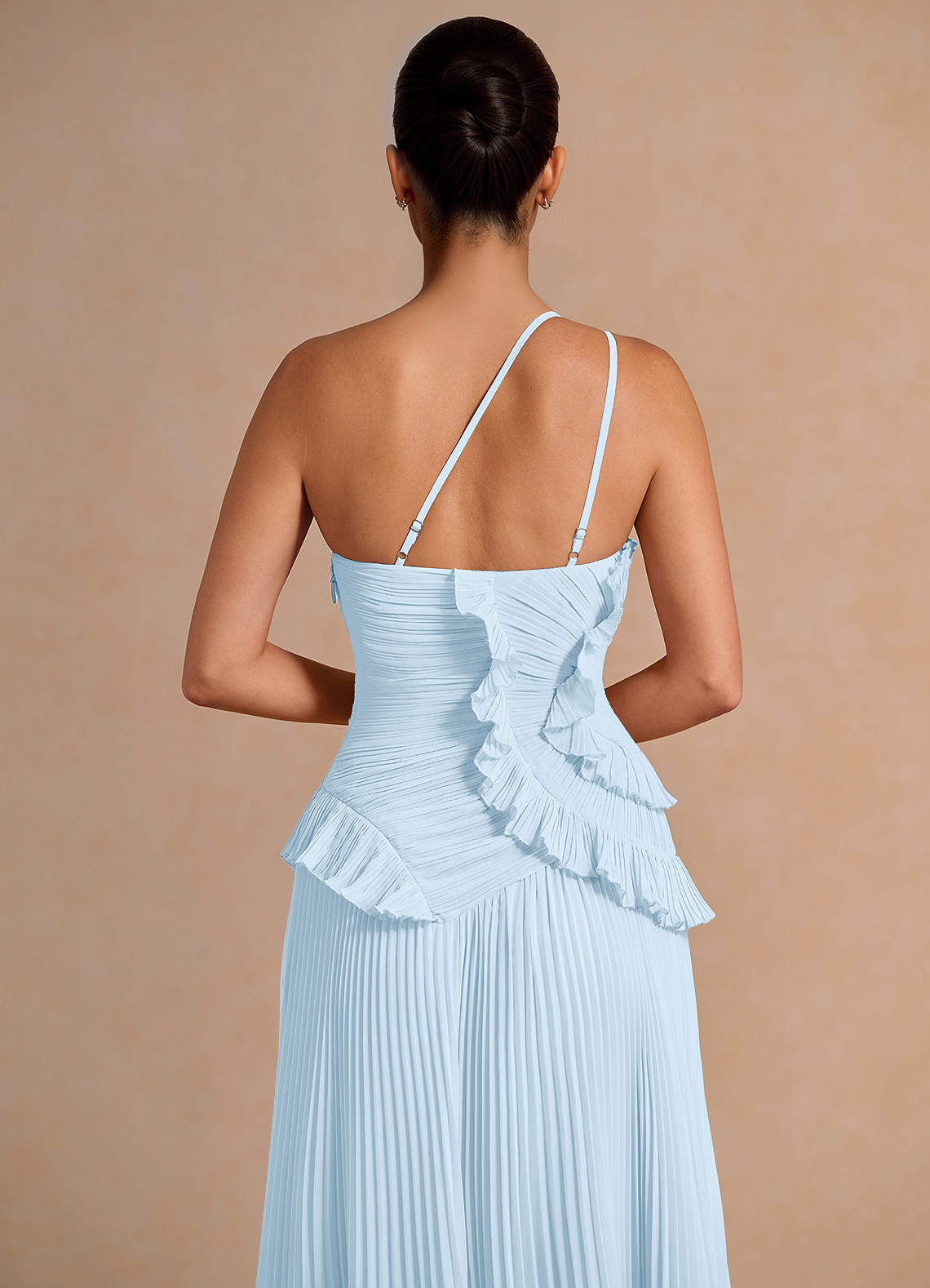 Melody A-Line One-Shoulder Chiffon Evening Dress in Sky Blue