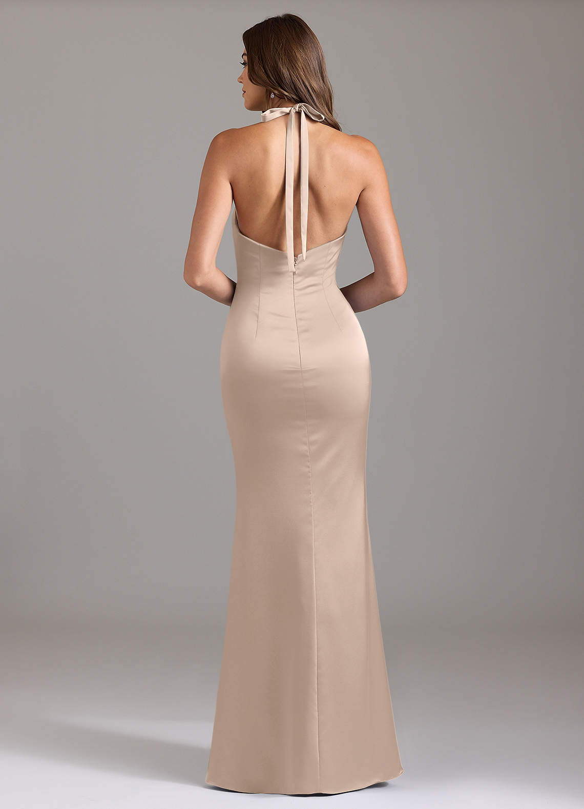 Valerie Mermaid V-Neck Stretch Satin Bridesmaid Dress in English Rose