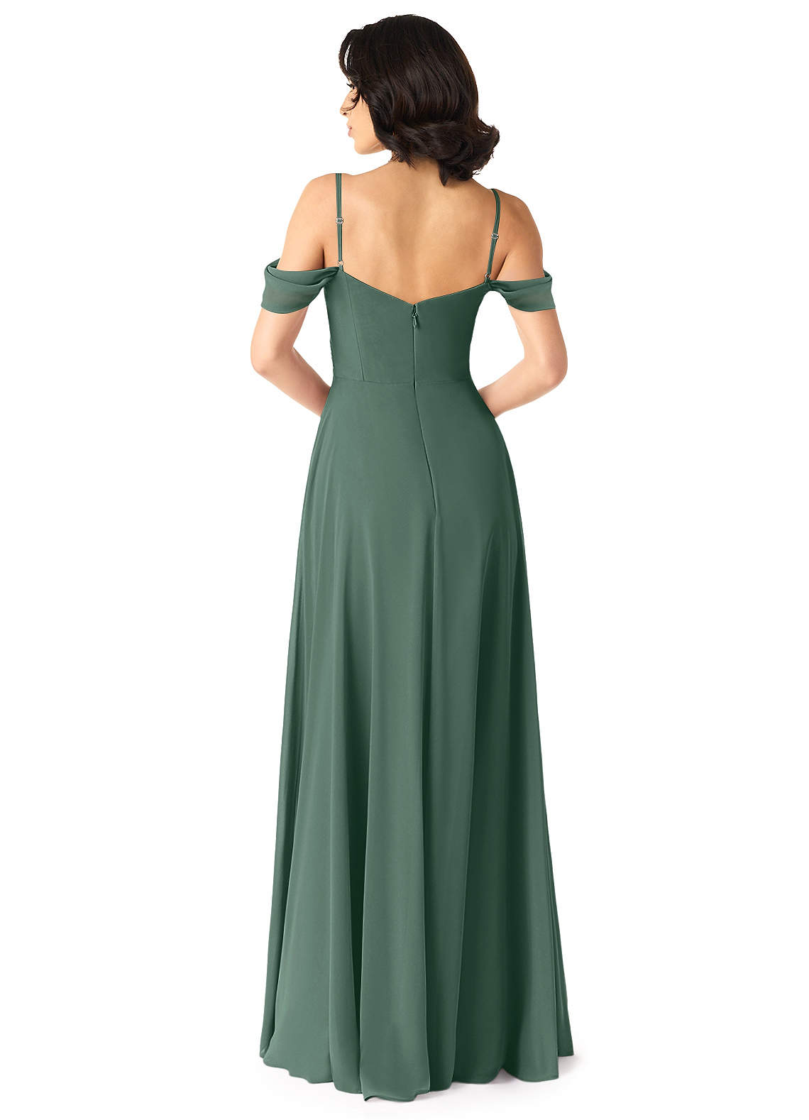 Tancie A-Line Off-the-Shoulder Chiffon Bridesmaid Dress in Sea Moss