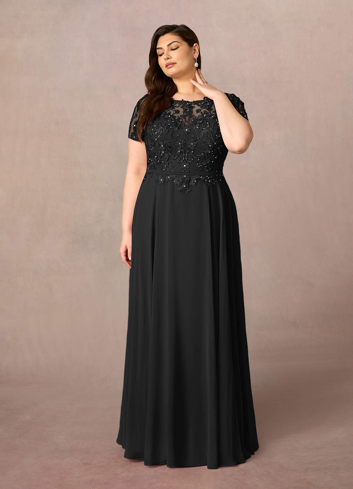 Adina A-Line Boat-Neck Chiffon Mother of the Bride Dress