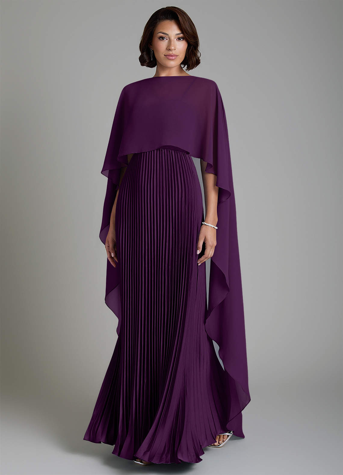 Micah A-Line Sweetheart Stretch Satin and Chiffon Bridesmaid Dress in Grape