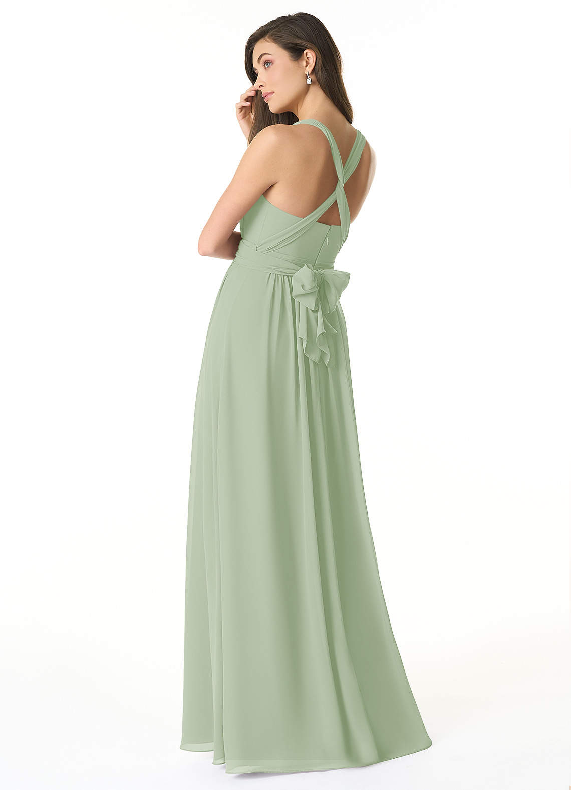 Olani A-Line V-Neck Chiffon Bridesmaid Dress in Dusty Sage