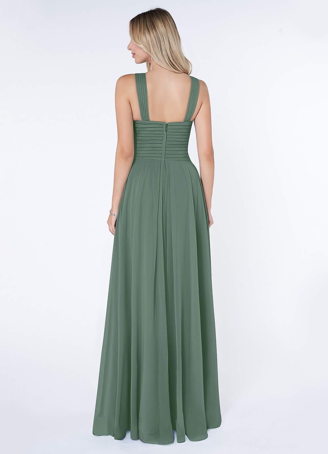 Kaleigh A-Line Halter Chiffon Bridesmaid Dress in Eucalyptus