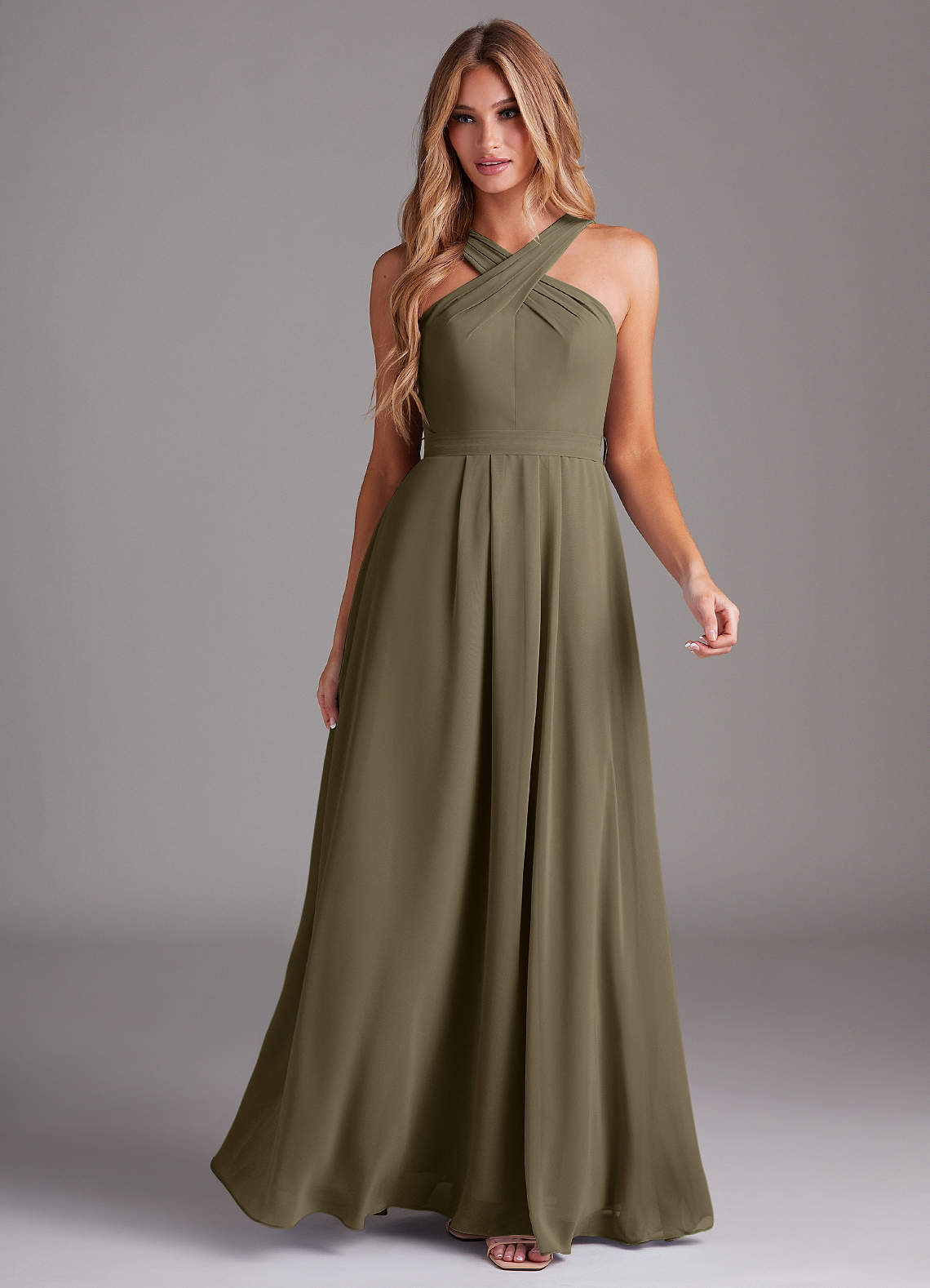 Dixie A-Line Halter Chiffon Bridesmaid Dress in Willow Green