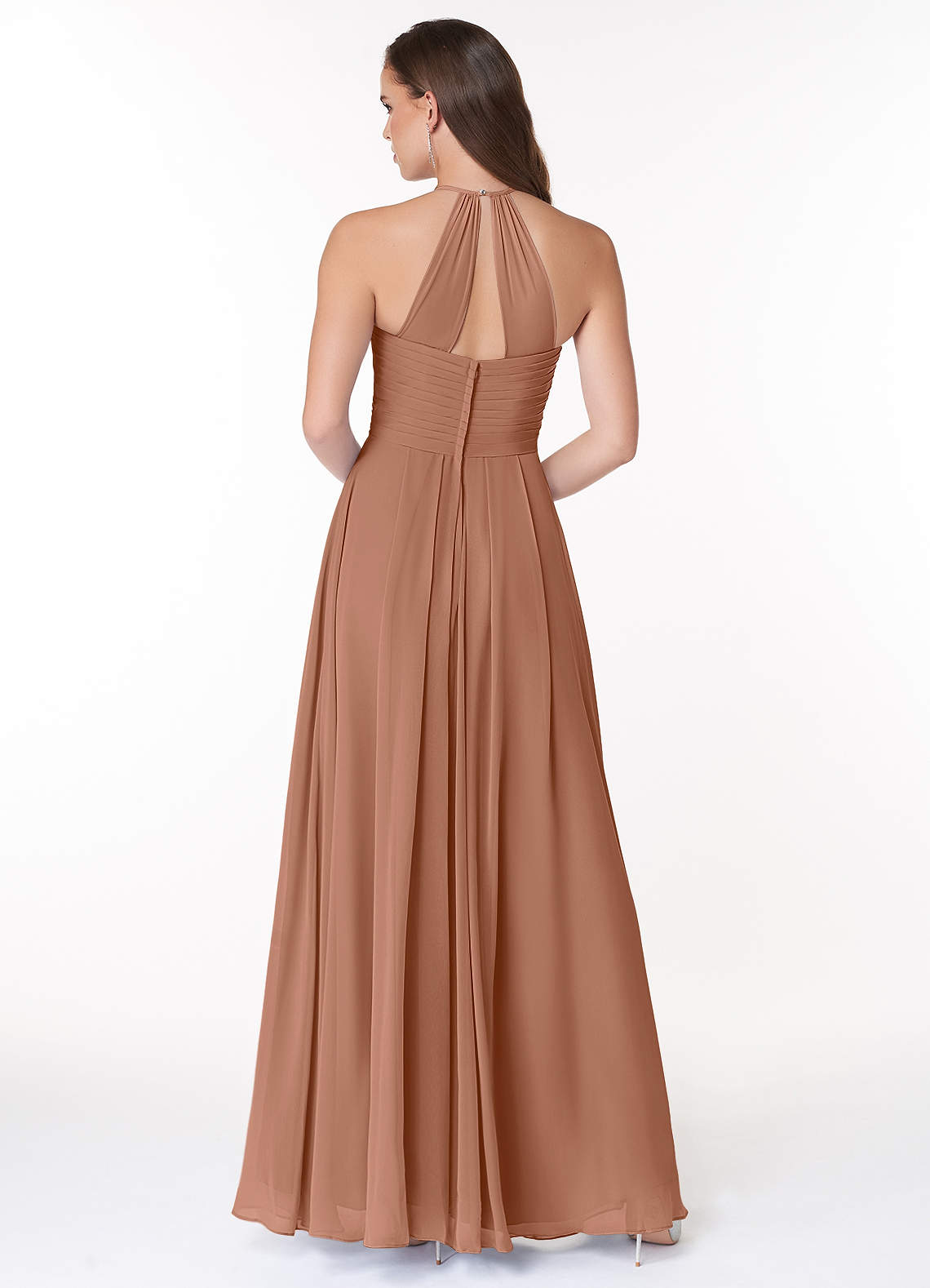Ginger A-Line Halter Chiffon Bridesmaid Dress in Bronzer