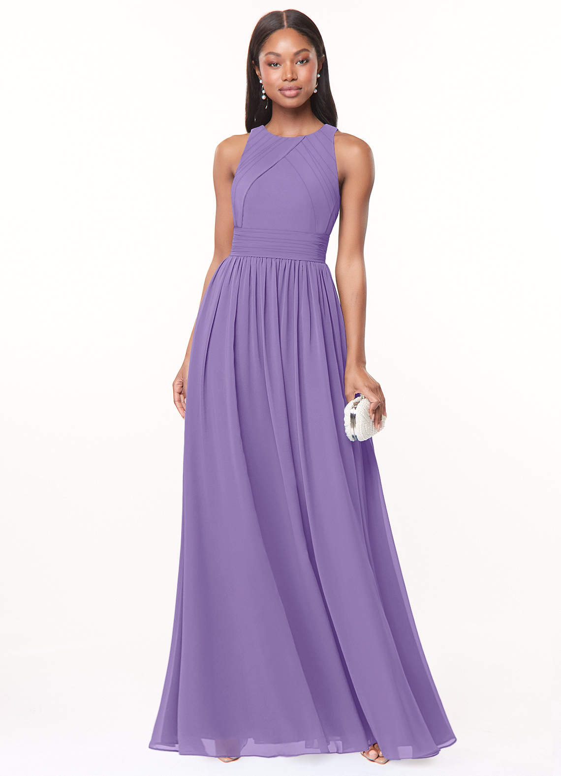 Harper A-Line Scoop-Neck Chiffon Bridesmaid Dress in Tahiti