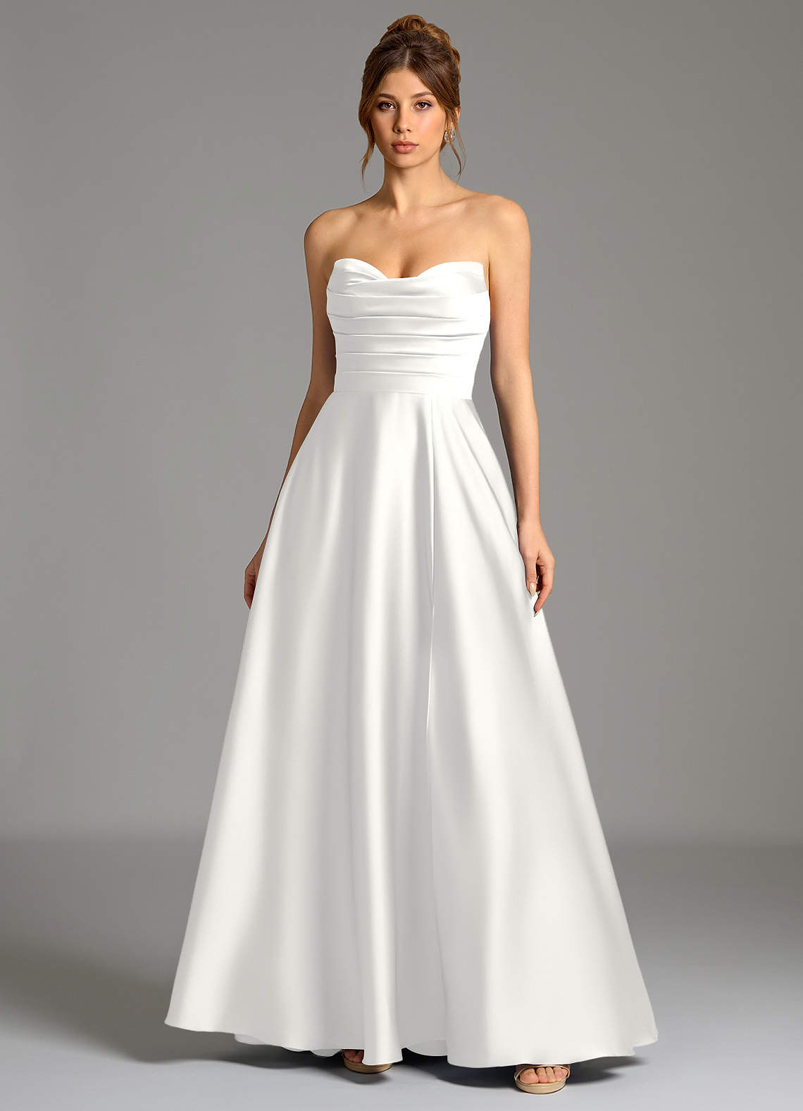 Ayla A-Line Sweetheart Stretch Satin Bridesmaid Dress in white