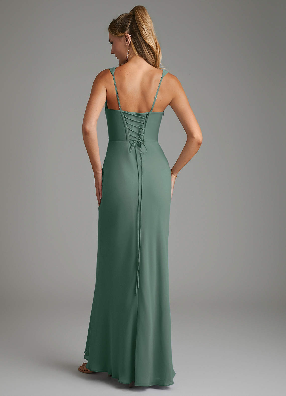 Asa Sheath Square-Neck Chiffon Bridesmaid Dress in Sea Moss