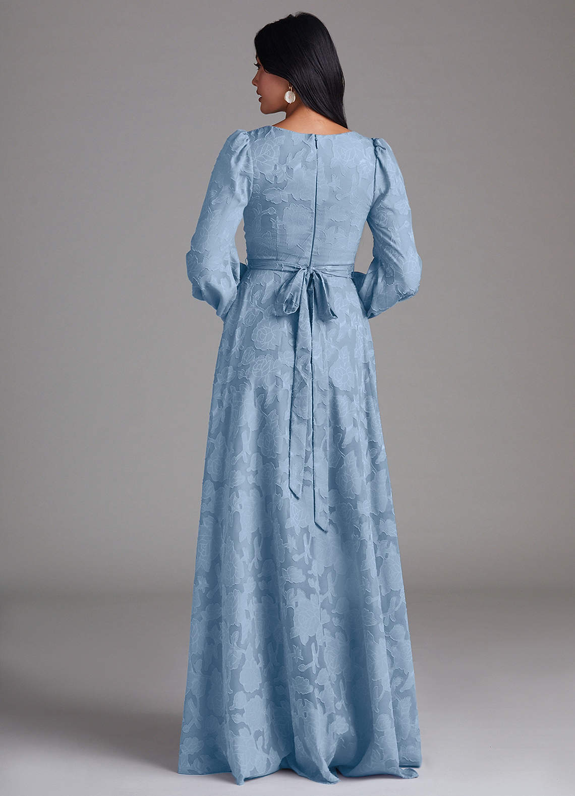 Leonia A-Line Square-Neck Stretch Satin Bridesmaid Dress in Powder Blue