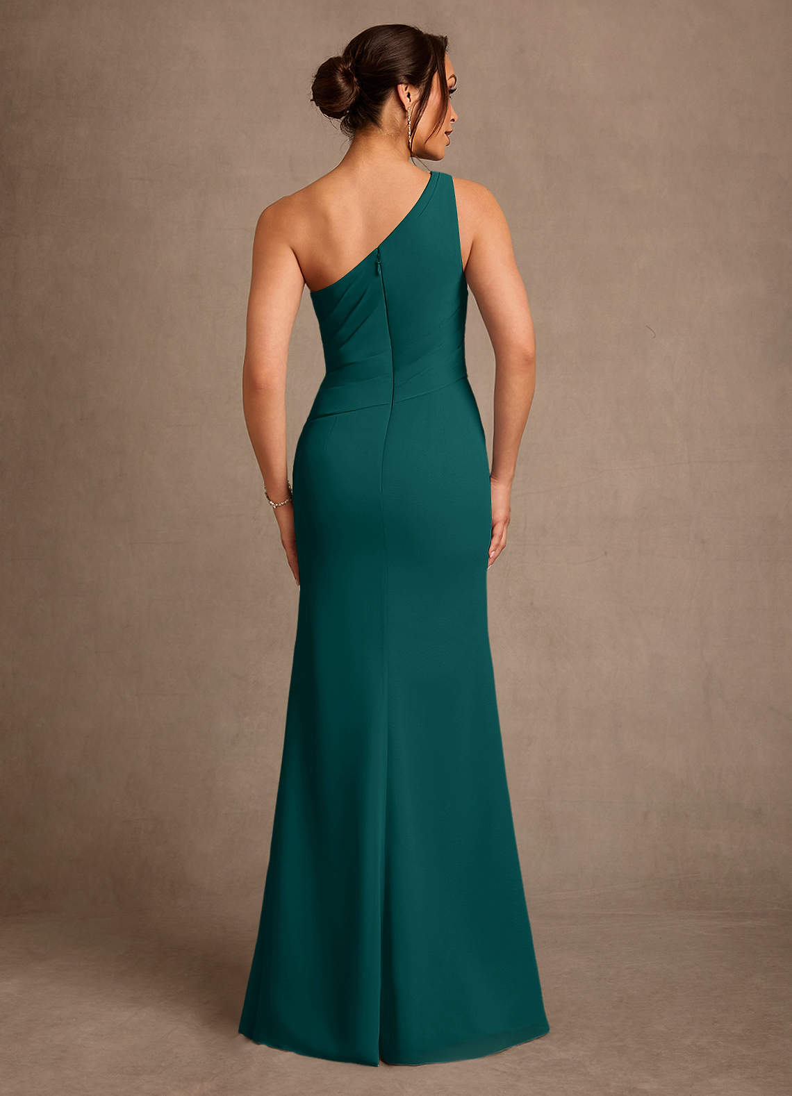 Floy Sheath One-Shoulder Chiffon Mother of the Bride Dress in Peacock