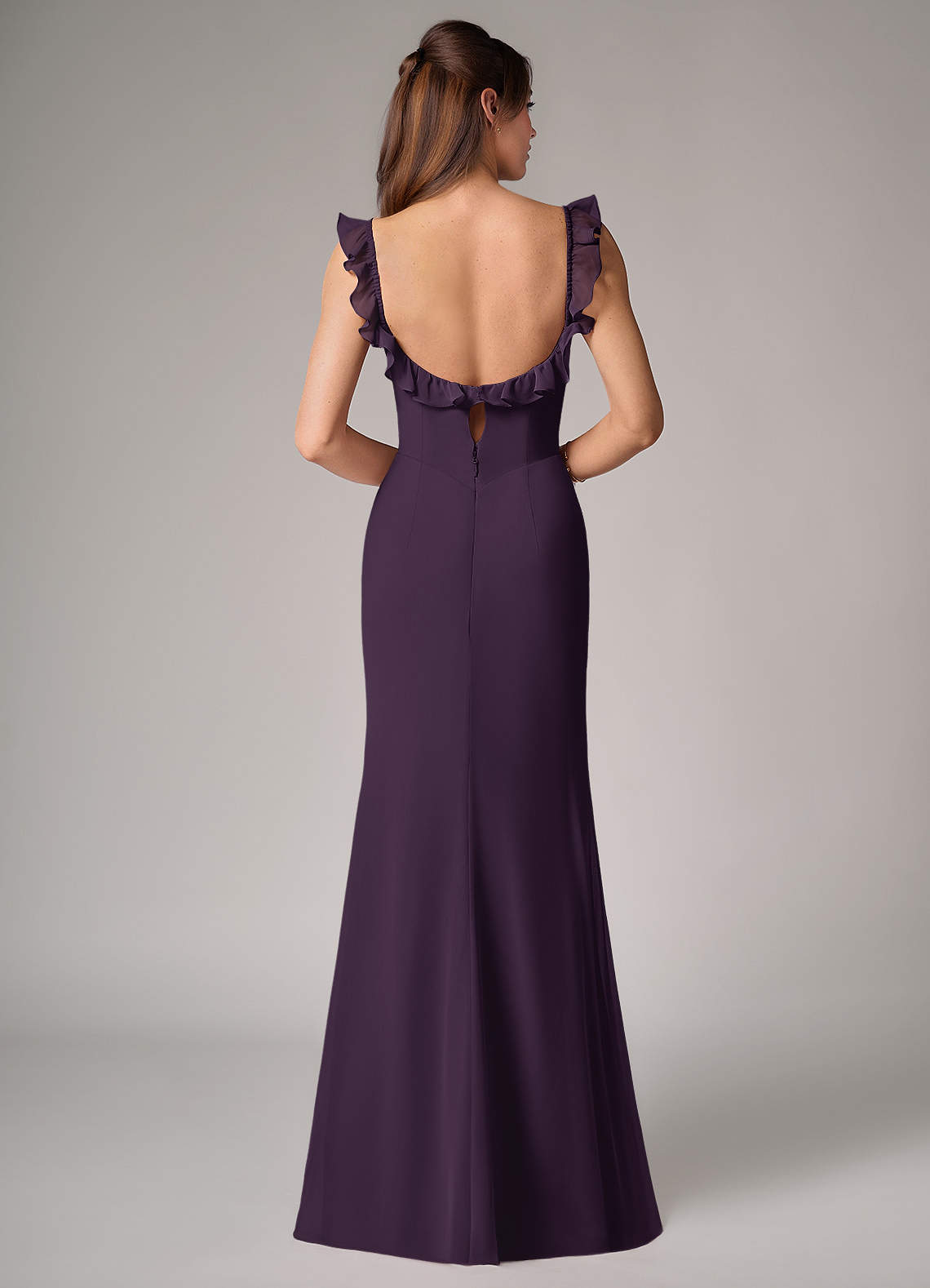 Callie Mermaid Scoop-Neck Chiffon Bridesmaid Dress in Plum