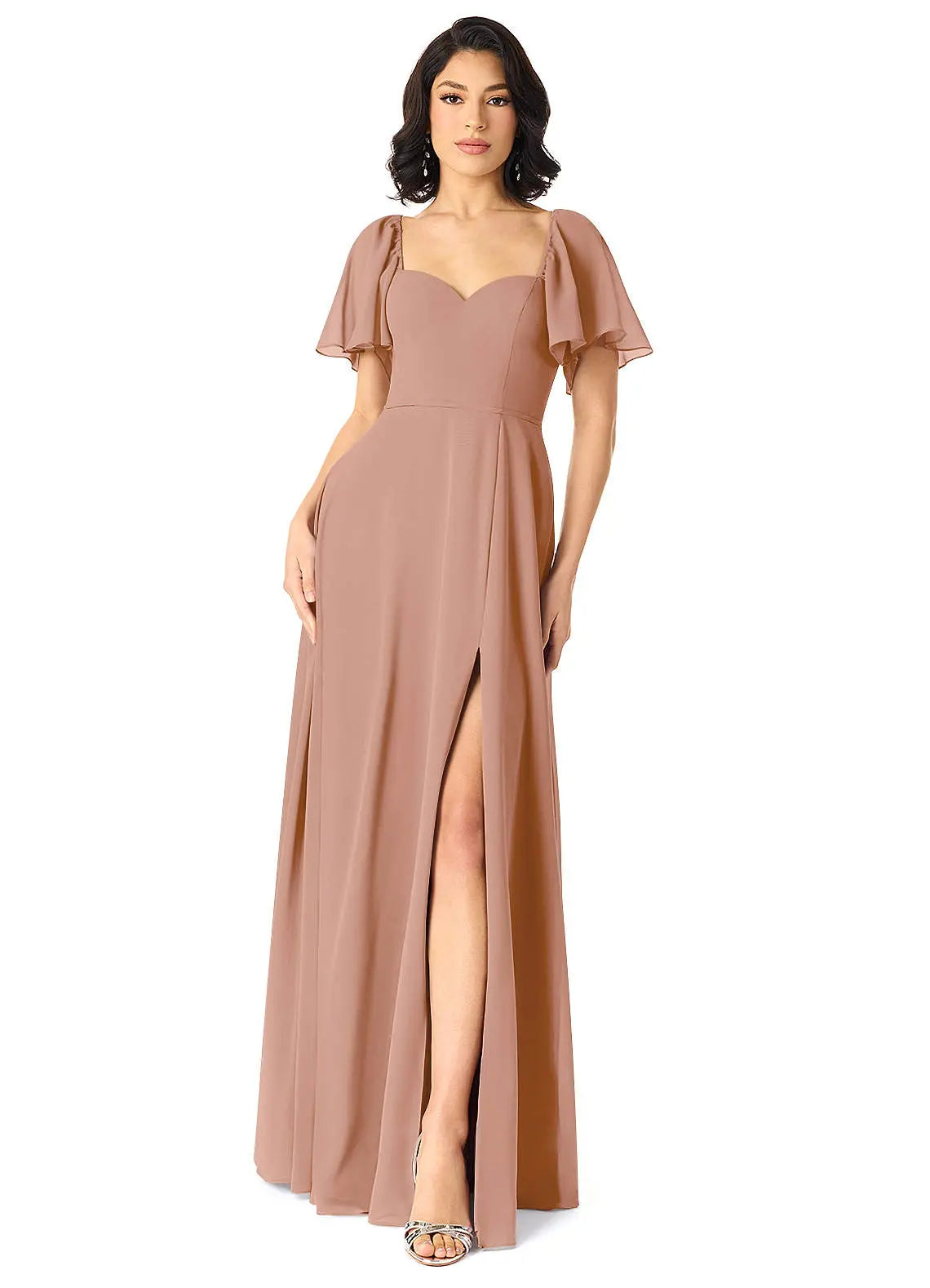 Chloe A-Line Sweetheart Chiffon Bridesmaid Dress in Champagne Rose