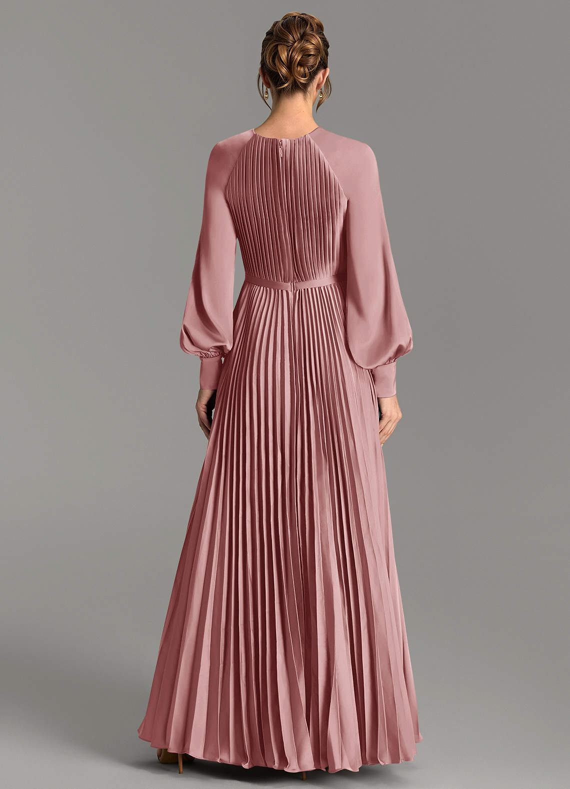 Grayson A-Line Scoop-Neck Stretch Satin Bridesmaid Dress in dusty rose
