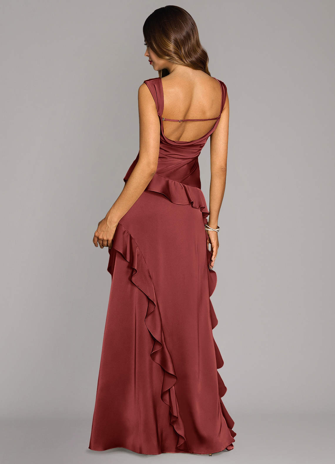 Sloane A-Line Sweetheart Stretch Satin Bridesmaid Dress in Terracotta