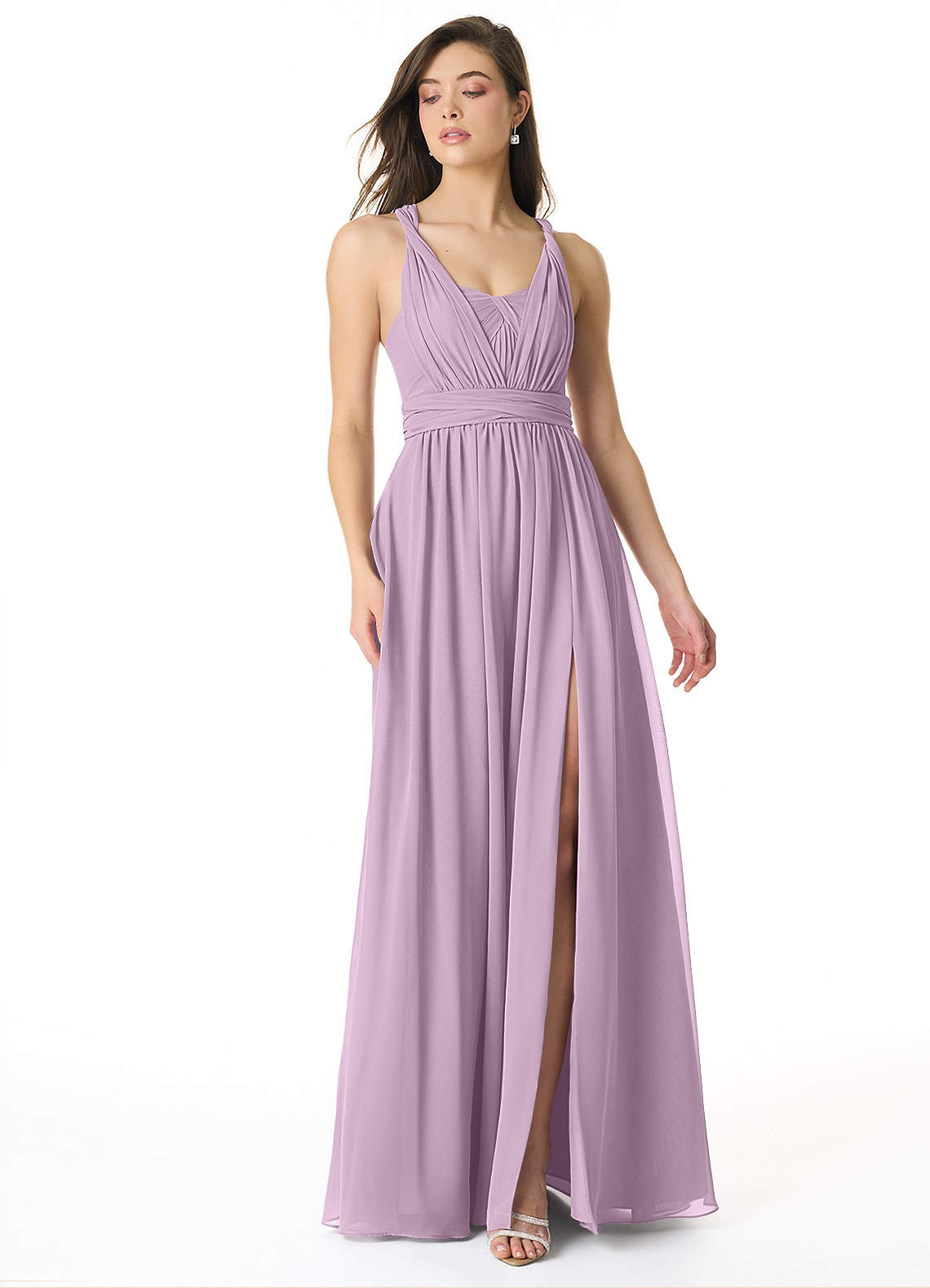 Olani A-Line V-Neck Chiffon Bridesmaid Dress in Wisteria
